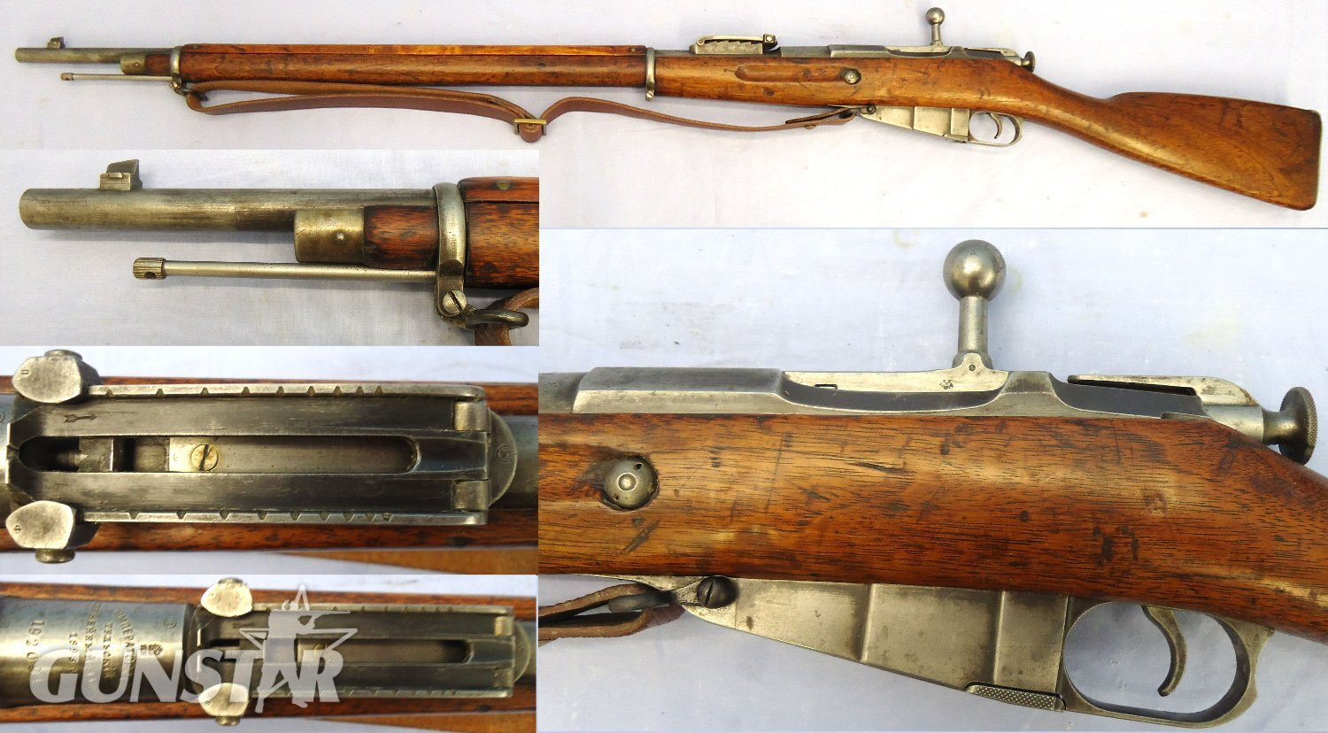 mperial Russian, 1898 Dated, Tula Arsenal, Mosin Nagant, Model 91, 7.62mm Calibre Bolt Action Rifle & Leather Sling. **UK 2008 DEACTIVATION CERTIFICATED** Sn 23484:31 The Mosin–Nagant is a five-shot, bolt-action, internal magazine-fed, military rifle, developed by the Imperial Russian Army in 1882–91, and used by the armed forces of the Russian Empire. Imperial Tula Arms Plant is a Russian weapons manufacturer foun Bolt Action Various Rifle