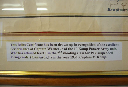  WW2, 1937 Dated, German Shooting Certificate An Original Large Framed WW2, 1937 Dated, German Shooting Certificate with Engli Other Accessory