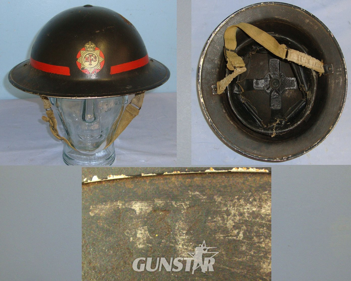 WW2 Era Home Front, National Fire Service (NFS) Tommy Helmet Marked With Liner & Chinstrap. Sn 22854  Antique & Militaria in 