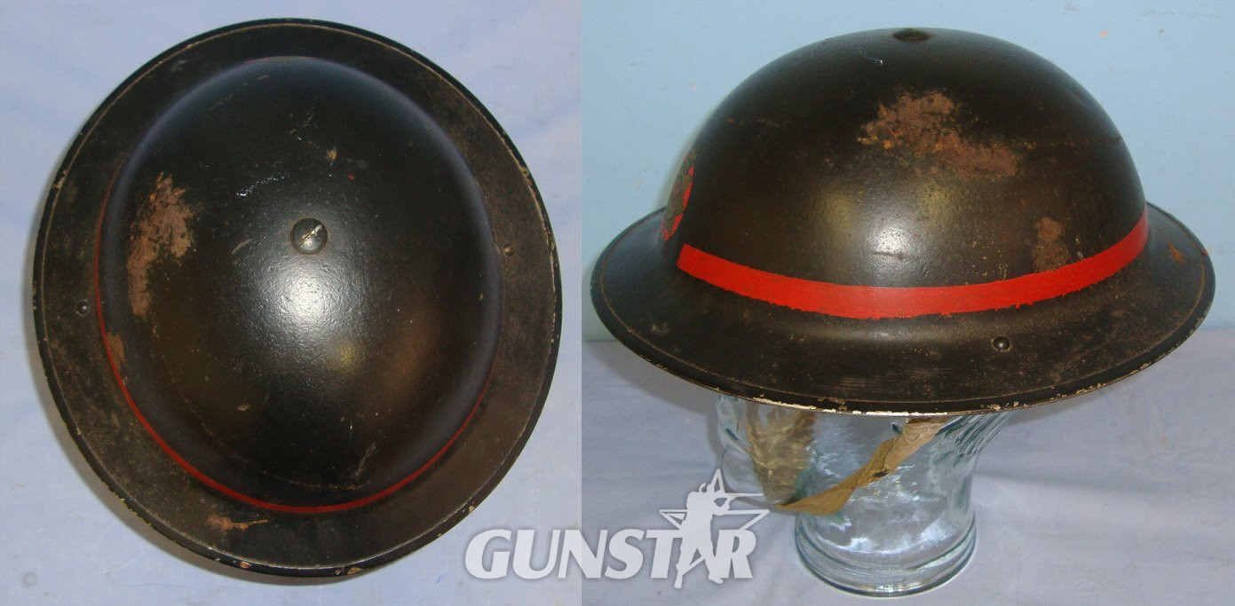  WW2 Era Home Front, National Fire Service (NFS) Tommy Helmet Marked With Liner & Chinstrap. Sn 22854  Antique & Militaria