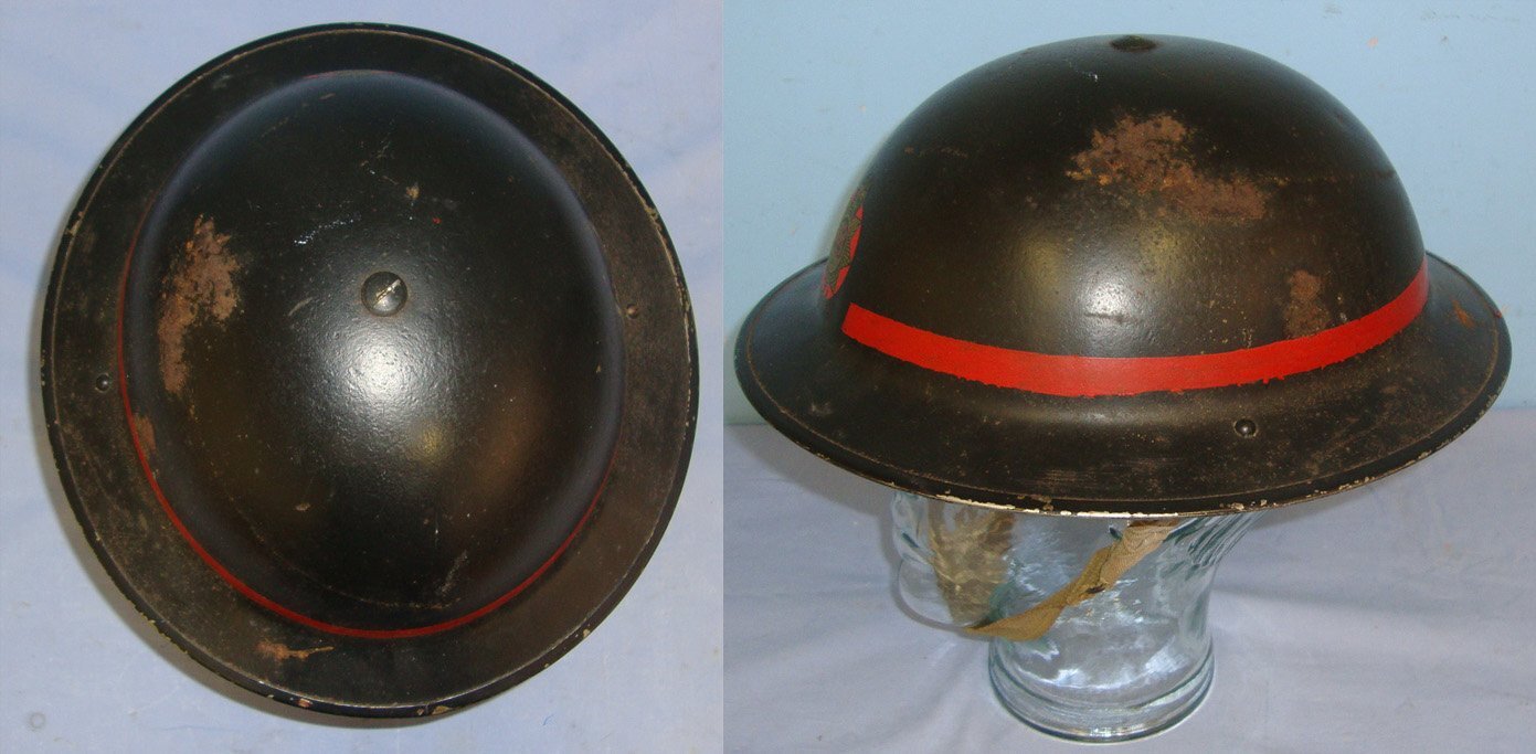  WW2 Era Home Front, National Fire Service (NFS) Tommy Helmet Marked With Liner & Chinstrap. Sn 22854  Antique & Militaria