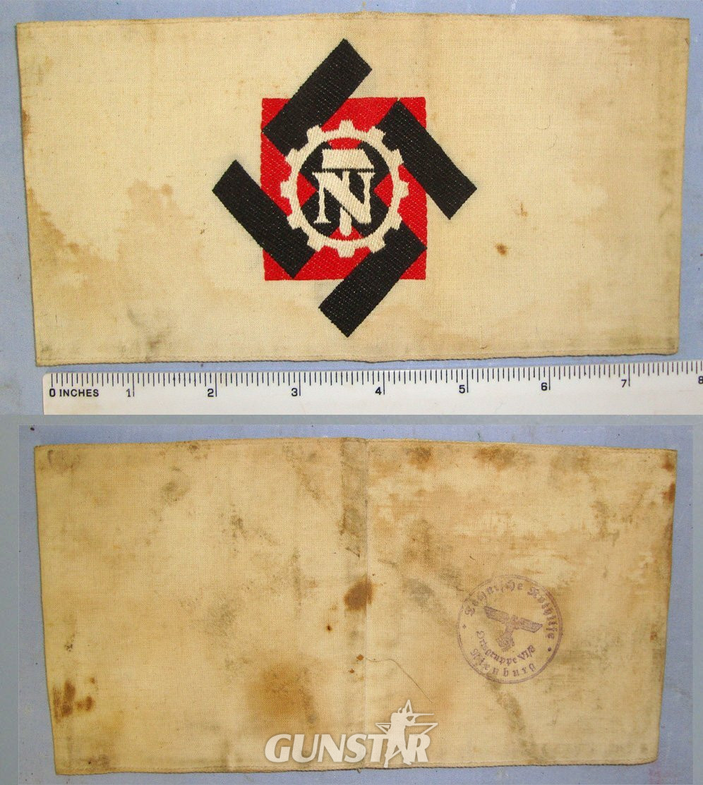 WW2 Nazi German Technical Emergency Corps ‘TeNo’ (Technsiche Nothilife) Armband. N 156  Antique & Militaria