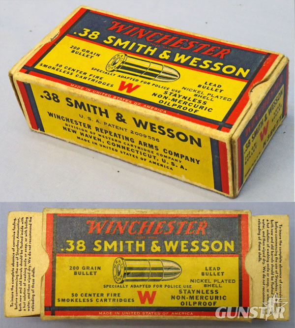 Winchester DEACTIVATED INERT. American Winchester Police Ammunition, c.1939, Carton of 50 Rounds Of .38 Smith & Wesson Cartridges. - O 2042  Other Ammunition in 