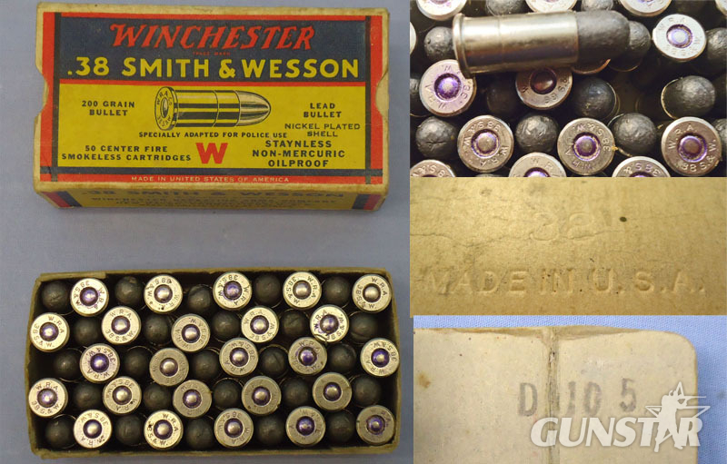 Winchester DEACTIVATED INERT. American Winchester Police Ammunition, c.1939, Carton of 50 Rounds Of .38 Smith & Wesson Cartridges. - O 2042  Other Ammunition