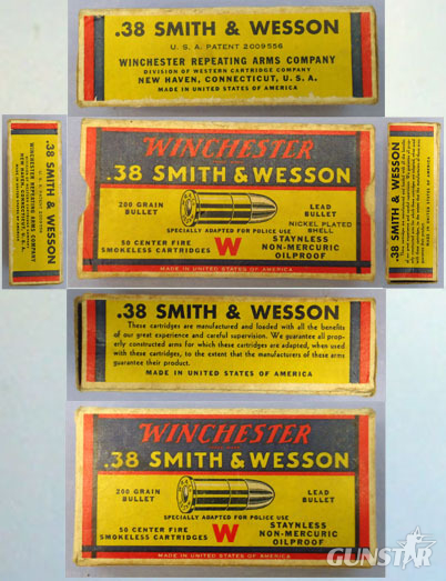  Winchester DEACTIVATED INERT. American Winchester Police Ammunition, c.1939, Carton of 50 Rounds Of .38 Smith & Wesson Cartridges. - O 2042  Other Ammunition
