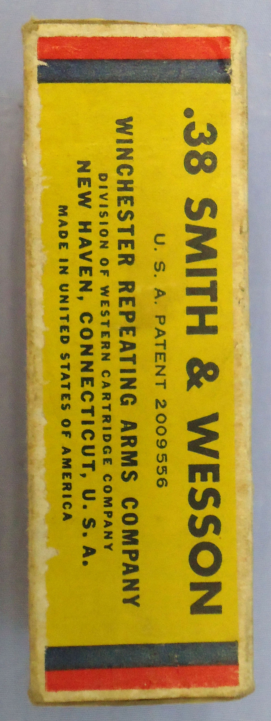 {CATEGORY} - Winchester DEACTIVATED INERT. American Winchester Police Ammunition, c.1939, Carton of 50 Rounds Of .38 Smith & Wesson Cartridges. - O 2042  Other Ammunition
