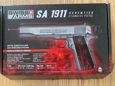 Swiss Arms Swiss Arms 1911 Seventies Stainless Steel Semi auto CO2 4.5mm