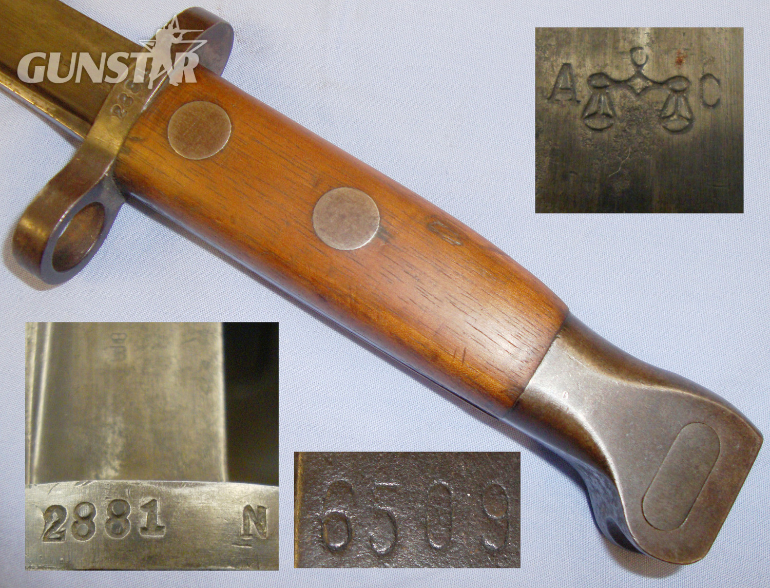 Rare* Dutch Geweer M. 95/M1895 Mannlicher Infantry Bayonet and Scabbard Marked A.C.S. (Alexander Coppel GmbH (Alcoso), Solingen). 20821:19. Bayonet