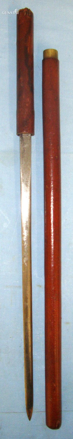  WW1 Era British Officer’s Brown Leather Bound Swagger Sword Stick With Ibberson Sheffield ‘Stradivarius Violin’ Trademark Blade. Sn 22426:27 Sword