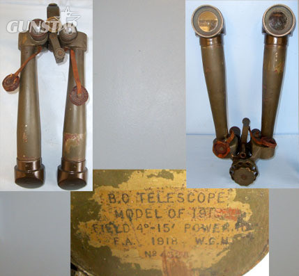  B.O. Forward Observation / Trench Telescope Of 1915 With Original Brass & Wood E Donkey Ears’ B.O. Forward Observation / Trench Telescope Of 1915 With Original B Sight & Optic