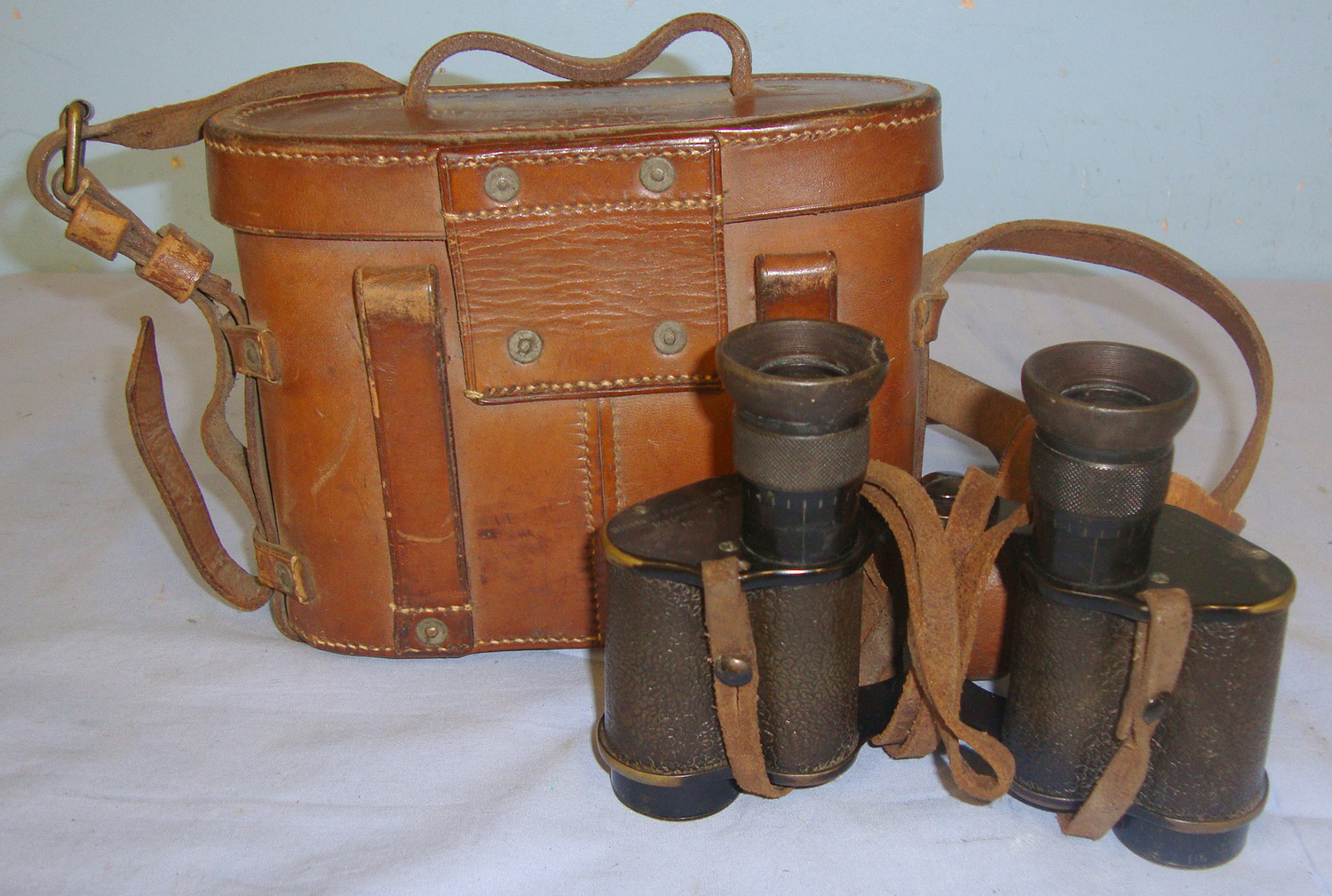  WW1 1917 British WD Kershaw & Son Ltd Leeds No3 MK II, 6X Magnification Prismatic Binoculars With WD 1916 No2 Leather Case By JAJ & Co. OPT 802  Sight & Optic
