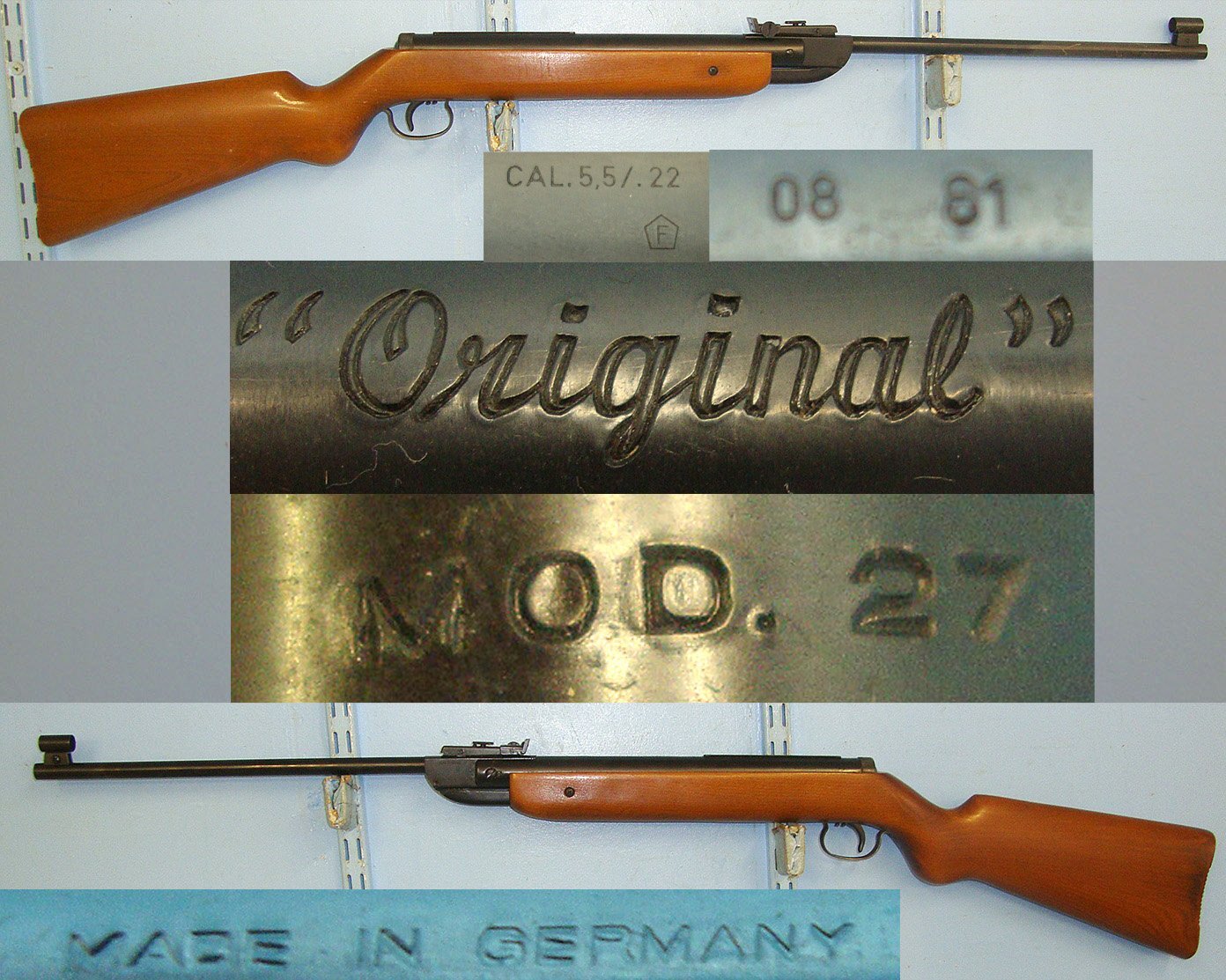 BOXED**MINT**1981 German, Original Model 27 .22 Calibre Break Action Air Rifle. Sn 23692:1 air rifle .22