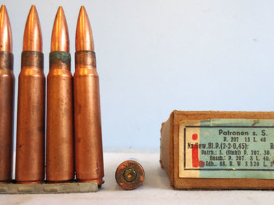 INERT DEACTIVATED.  Unfired WW2 Original 1940 Dated German 15 Round (In stripper INERT DEACTIVATED.  Unfired WW2 Original 1940 Dated German 15 Round (In stripper Antique & Militaria