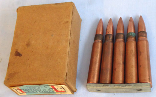 INERT DEACTIVATED.  Unfired WW2 Original 1940 Dated German 15 Round (In stripper INERT DEACTIVATED.  Unfired WW2 Original 1940 Dated German 15 Round (In stripper Antique & Militaria