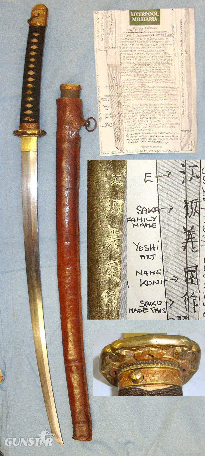 Pre 1938 / WW2 Japanese Officer's Type 98 Shin Gunto Arsenal Katana Sword With Nakaishime Smith Signed Tang ‘E-Saka (Family name) Yoshi Kuni (Art Name) Saku (Made This)’ Best Quality Monkey Hand Sarute Knot Loop, Scabbard & Expert Assessment. Sn 23511 Sword in 