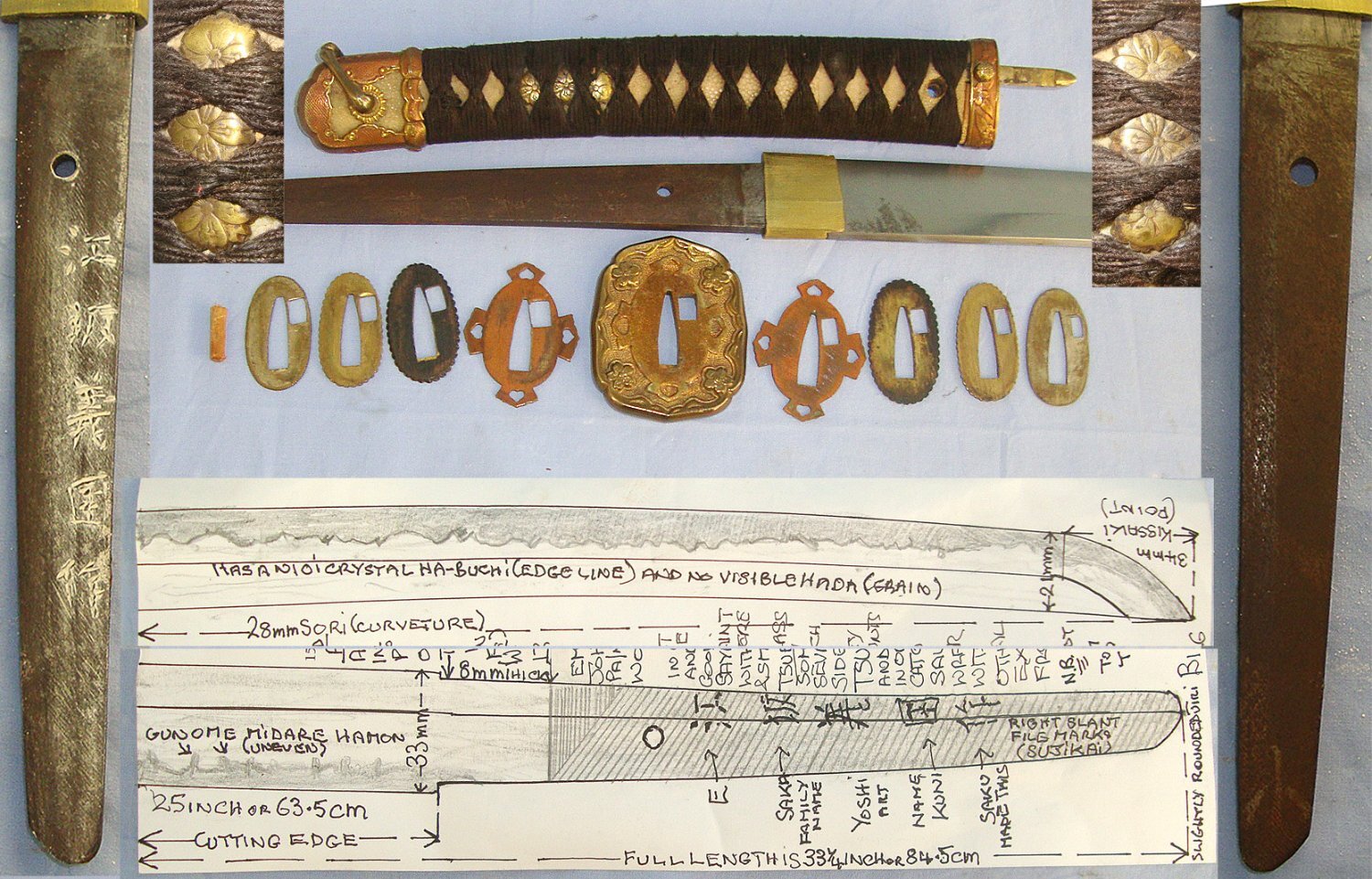 Pre 1938 / WW2 Japanese Officer's Type 98 Shin Gunto Arsenal Katana Sword With Nakaishime Smith Signed Tang ‘E-Saka (Family name) Yoshi Kuni (Art Name) Saku (Made This)’ Best Quality Monkey Hand Sarute Knot Loop, Scabbard & Expert Assessment. Sn 23511 Sword