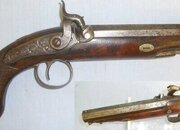 C1840 Durs Egg London 18 Bore Percussion Traveling Pistol With Octagonal Steel Barrel, Walnut Full Stock & Captive Steel Ram Rod. Sn 19213 percussion pistol None Muzzleloader