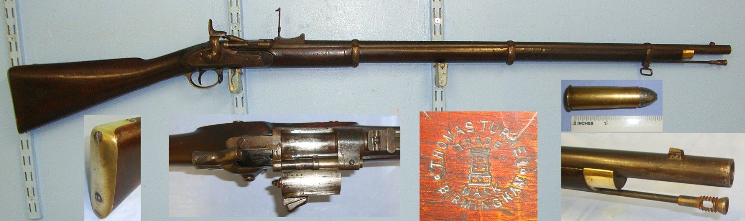 Victorian British Volunteer Officer’s Thomas Turner, Birmingham Snider MK III .577 Obsolete Regulation Calibre 3 Band Rifle  With & 1 Inert Deactivated Kynoch Round. Sn 23198 Single Shot .577 Rifle