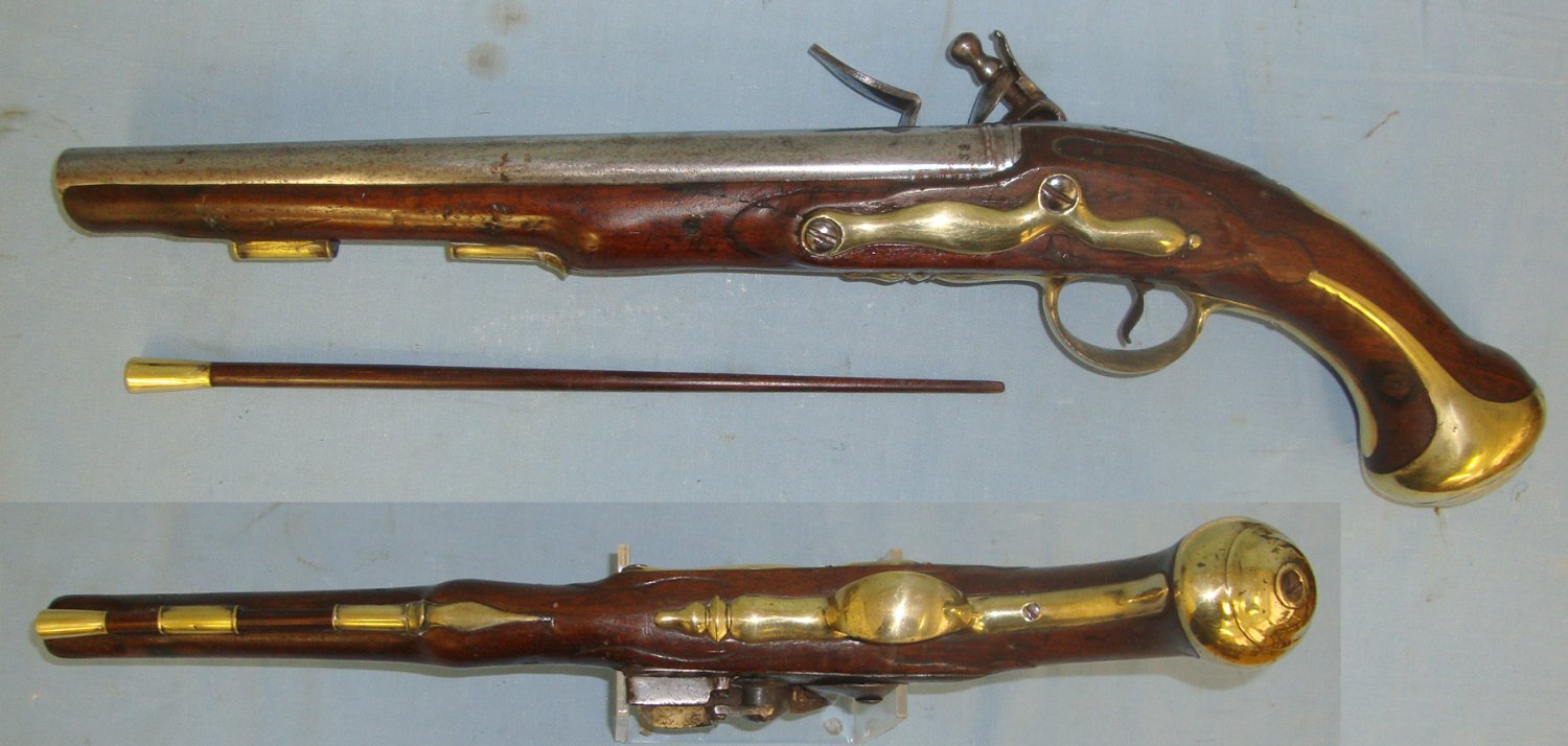  RARE**NAPOLEONIC WARS ERA**1758 Dated Georgian British Enfield Tower Pattern 1756 / 81 Land Service .650 Carbine Calibre Flintlock Heavy Dragoon Pistol With Regulation Brass Fittings. Sn 22583:1 flintlock .65 Cal Muzzleloader Muzzleloader