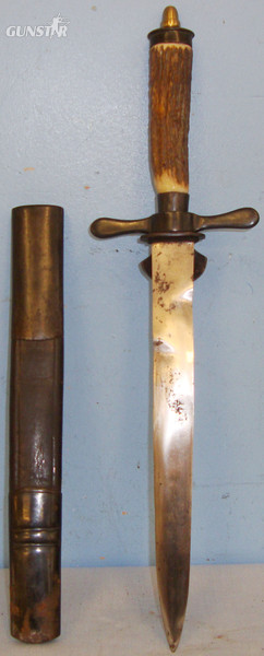  Late 19th Century* German Hunting Type Dagger and Steel Mounted Leather Scabbard. ED 2637 Hunting Knive