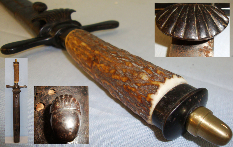 Late 19th Century* German Hunting Type Dagger and Steel Mounted Leather Scabbard. ED 2637 Hunting Knive