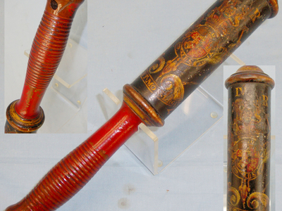 William IV (1830-1837) Painted Wood Baluster Tipstaff/Truncheon with the Royal Arms of Great Britain. 20664. William IV (1830-1837) Painted Wood Baluster Tipstaff/Truncheon with the Royal Arms of Great Britain. 20664. Antique & Militaria