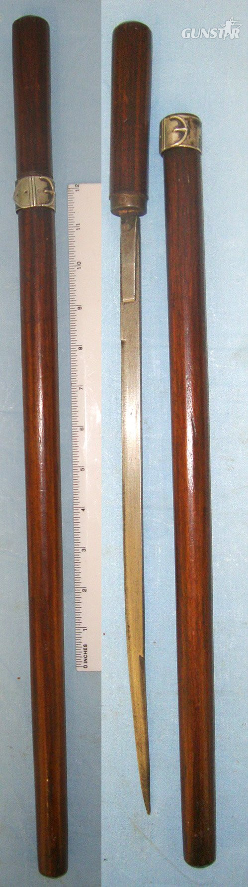 1897 Dated British Officers Swagger Sword Stick With White Metal Collar Engraved To ‘H.W. Clare’. Sn 22374 Sword in 