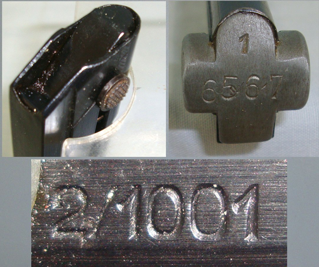 1950’s Cold War Era East German V.E.B. Ernst Thälman (Former C.G. Haenel plant) 8 Round Magazine For German Luger PO 8, 9mm Parabellum Semi Automatic Pistols With Correct Alloy Butt Toggle. D 6037  Magazine