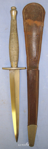 WW2 Era British 2nd Pattern Nickel Plated Officer’s \'Sterile\' Fairbairn Sykes FS Commando Fighting Knife & Scabbard. Sn 20444:17 Knive in 