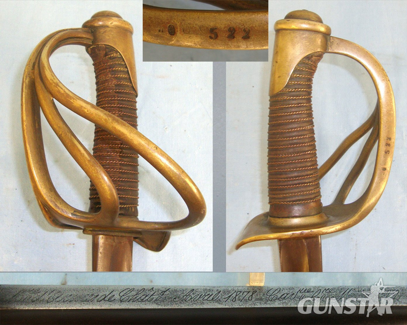 French Chatellerault Arsenal 1878 Dated 1822 Pattern Light Cavalry Trooper’s Sword with Brass Fittings. Sn 18402. Sword