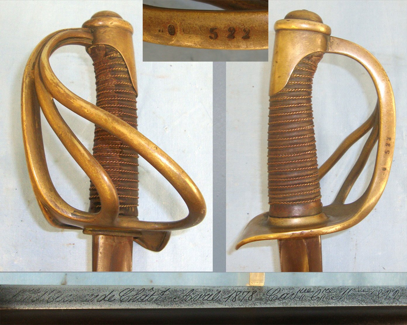 French Chatellerault Arsenal 1878 Dated 1822 Pattern Light Cavalry Trooper’s Sword with Brass Fittings. Sn 18402. Sword