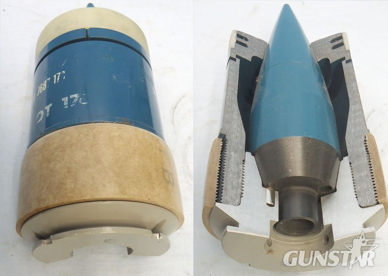  DEACTIVATED INERT. MINT. British, Quarter Sectioned 105mm (105x617R) APDS/T (Armour Piercing, Discarding Sabot/Trace) Practice Projectile. - O 2277 DEACTIVATED INERT. MINT. British, Quarter Sectioned 105mm (105x617R) APDS/T (Armour Piercing, Discarding Sabot/Trace) Practice Projectile. - O 2277  Other Ammunition