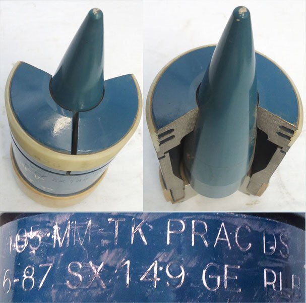 DEACTIVATED INERT. MINT. British, Quarter Sectioned 105mm (105x617R) APDS/T (Armour Piercing, Discarding Sabot/Trace) Practice Projectile. - O 2277 DEACTIVATED INERT. MINT. British, Quarter Sectioned 105mm (105x617R) APDS/T (Armour Piercing, Discarding Sabot/Trace) Practice Projectile. - O 2277  Other Ammunition