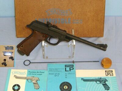 Boxed, 1953-83, German, Walther LP 53, .177 Calibre, Air Pistol & Accessories. Sn 23448 air pistol .177