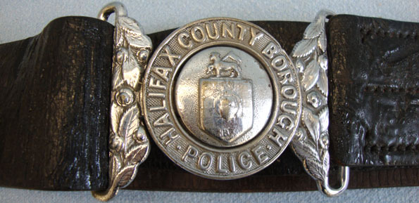 Victorian Period County Borough Police Uniform Leather Waist Belt, Buckle and Cl Halifax County Borough Police Uniform Leather Waist Belt, Buckle and Clasp.  Clothing