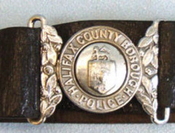 Victorian Period County Borough Police Uniform Leather Waist Belt, Buckle and Cl Halifax County Borough Police Uniform Leather Waist Belt, Buckle and Clasp.  Clothing
