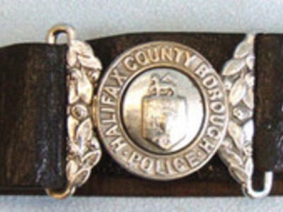 Victorian Period County Borough Police Uniform Leather Waist Belt, Buckle and Cl Halifax County Borough Police Uniform Leather Waist Belt, Buckle and Clasp.  Clothing