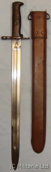 *1908 American M1905 Bayonet and Leather Covered Scabbard. BAYO 712 Bayonet in 