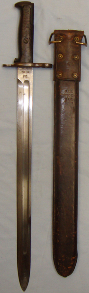  *1908 American M1905 Bayonet and Leather Covered Scabbard. BAYO 712 Bayonet