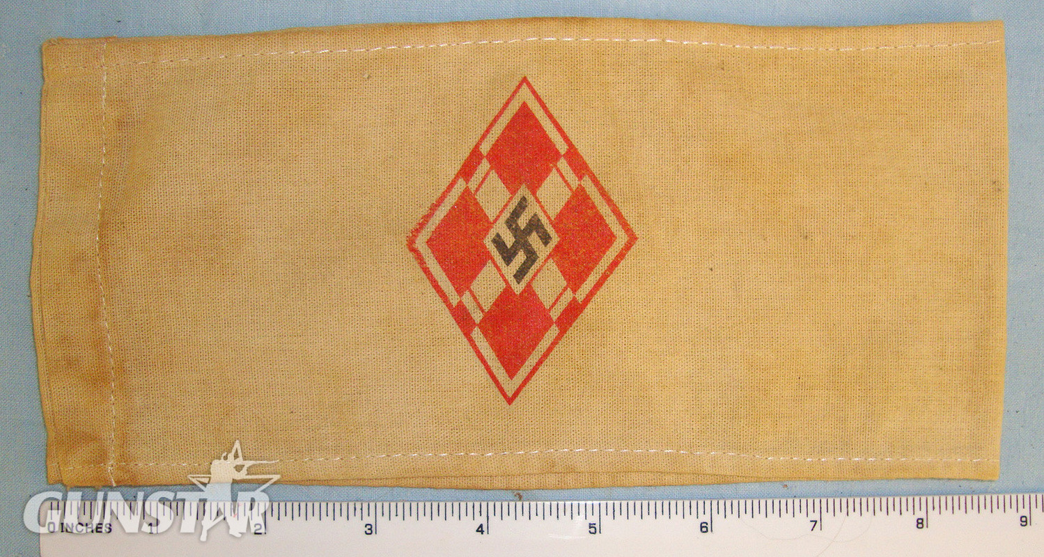 WW2 Era Nazi HitlerJugend Hitler Youth (HJ) Ink Printed Emblem Armband. Sn 20751:1  Clothing in 