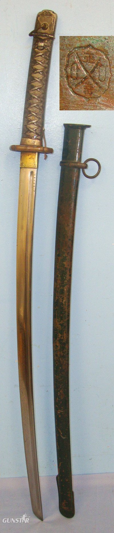 MATCHING NUMBERS, BLADE NUMBERED ON SIDE**Original, WW2 Japanese NCO\'s Type 95 Katana With ‘The Lijima Swords Factory’ & Kokura Arsenal Marks & Scabbard. Sn 21886 Sword in 