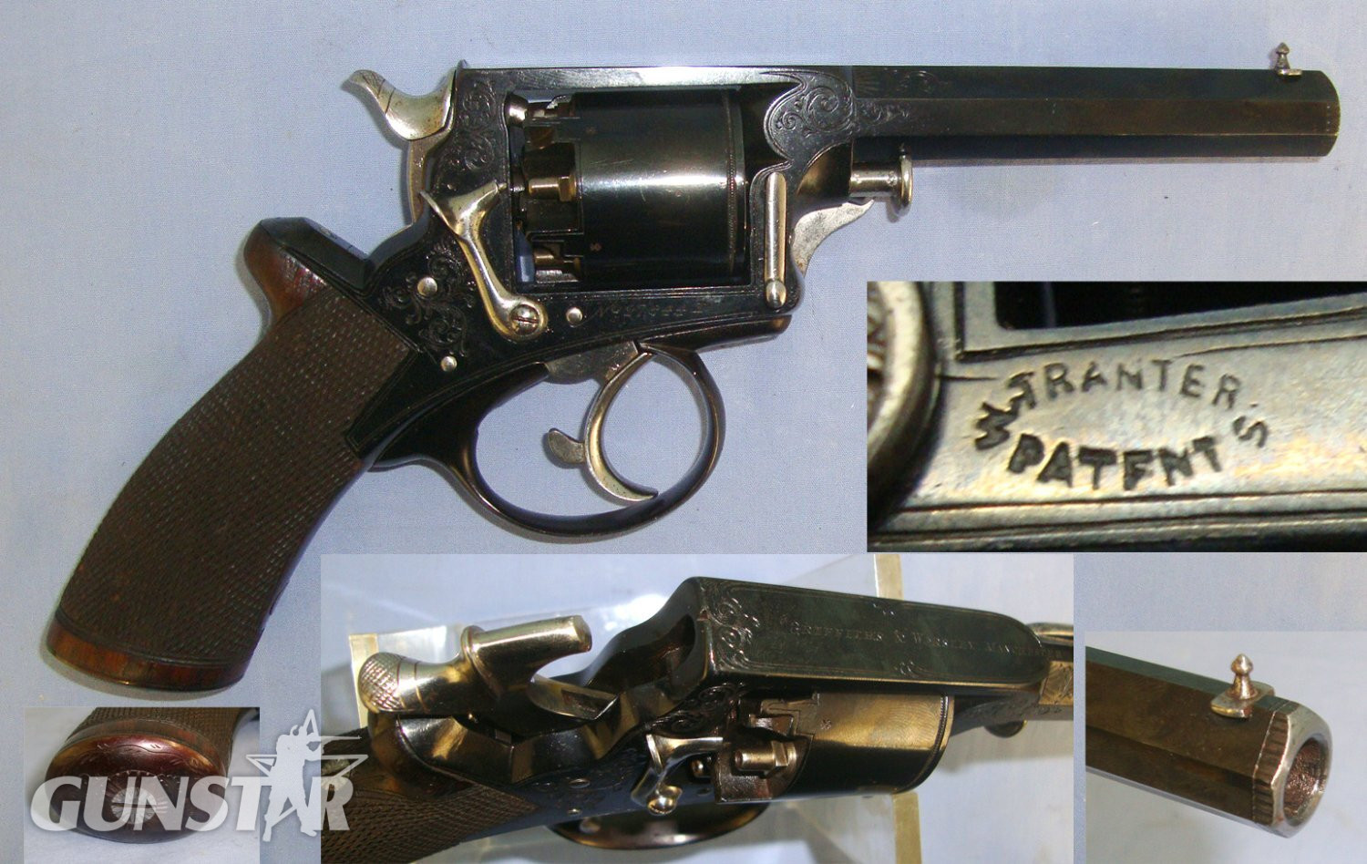 SUPERB**ALL ORIGINAL**C1865 Victorian Griffiths & Worsley Manchester Tranter\'s Patent, Double Action 80 Bore 5 Shot Percussion Revolver. Sn 22718 Percussion Revolver. Sn 22718 None Revolver in 