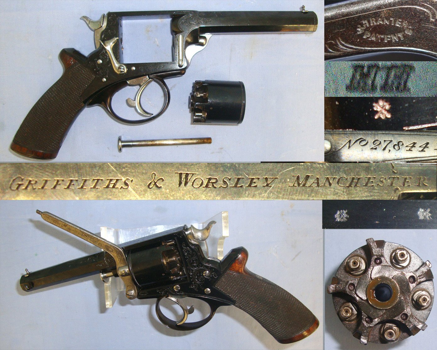 SUPERB**ALL ORIGINAL**C1865 Victorian Griffiths & Worsley Manchester Tranter\'s Patent, Double Action 80 Bore 5 Shot Percussion Revolver. Sn 22718 Percussion Revolver. Sn 22718 None Revolver