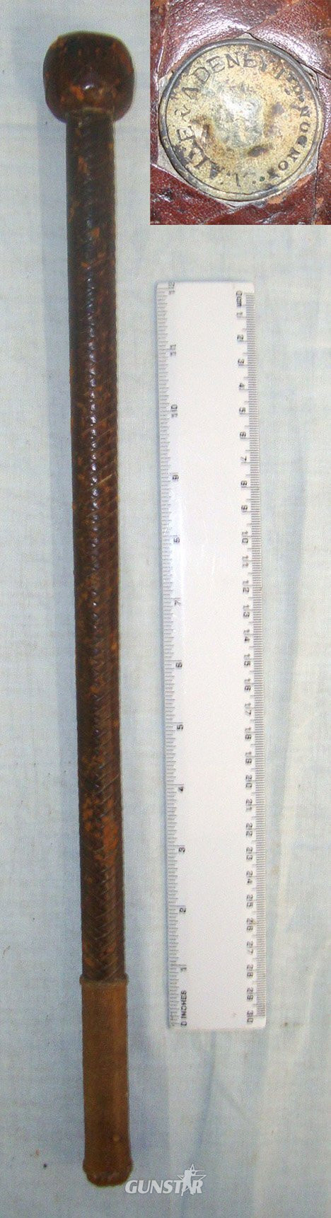 QUALITY**Boer War / WW1 Era British Officers Private Purchase Swaine & Adeney London Leather Bound Swagger Stick Club With Integral Weighted Head For Self Defence Or Battle Use. MISC 816  Antique & Militaria in 