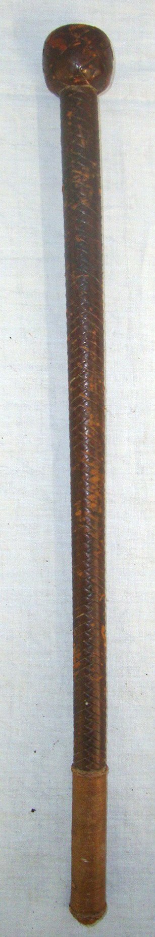  QUALITY**Boer War / WW1 Era British Officers Private Purchase Swaine & Adeney London Leather Bound Swagger Stick Club With Integral Weighted Head For Self Defence Or Battle Use. MISC 816  Antique & Militaria