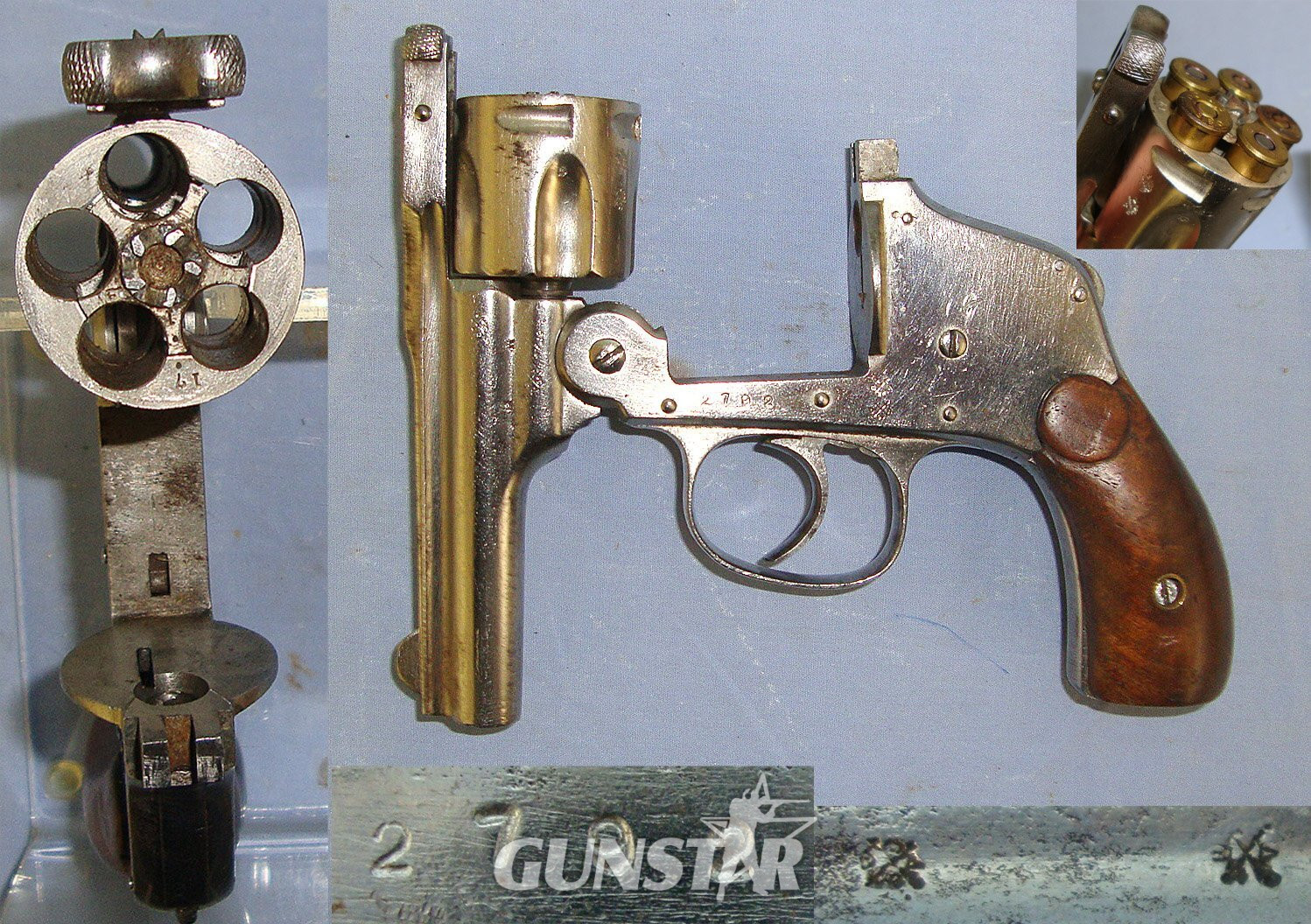 Hopkins & Allen Arms Co USA 1886 & 1893 Patents .380 Calibre Factory Nickel Plated 5 Shot Hammerless Double Action Only Pocket Revolver & 5 Inert Deactivated Rounds **OPEN CYLINDERS THAT WILL ACCEPT INERT ROUNDS & OPEN BARREL*EARLY UK 1994 DEACT* - D 6059 deactivated None Revolver