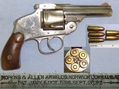 Hopkins & Allen Arms Co USA 1886 & 1893 Patents .380 Calibre Factory Nickel Plated 5 Shot Hammerless Double Action Only Pocket Revolver & 5 Inert Deactivated Rounds **OPEN CYLINDERS THAT WILL ACCEPT INERT ROUNDS & OPEN BARREL*EARLY UK 1994 DEACT* - D 6059 deactivated None Revolver