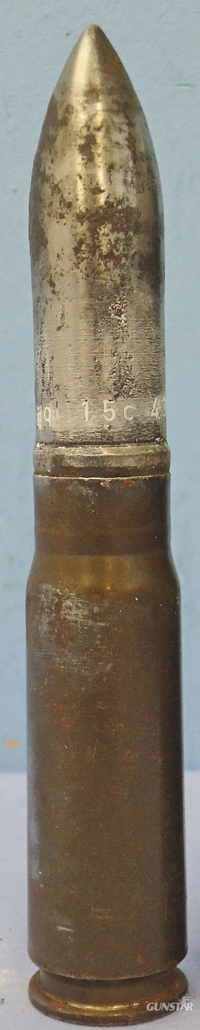 INERT DEACTIVATED. WW2, 1943 dated German 20 mm MK151/20 (20x82) Armour Piercing (AP) Cannon Round. O 1928 INERT DEACTIVATED. WW2, 1943 dated German 20 mm MK151/20 (20x82) Armour Piercing (AP) Cannon Round. O 1928  Other Ammunition in 