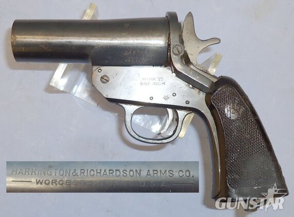 Harrington & Richardson WWII U.S. Made Harrington & Richardson Mk VI One Inch Flare Pistol. ** UK 2010 DEACTIVATION CERTIFICATED** D 1473.  None 0 Rocket Launcher in 