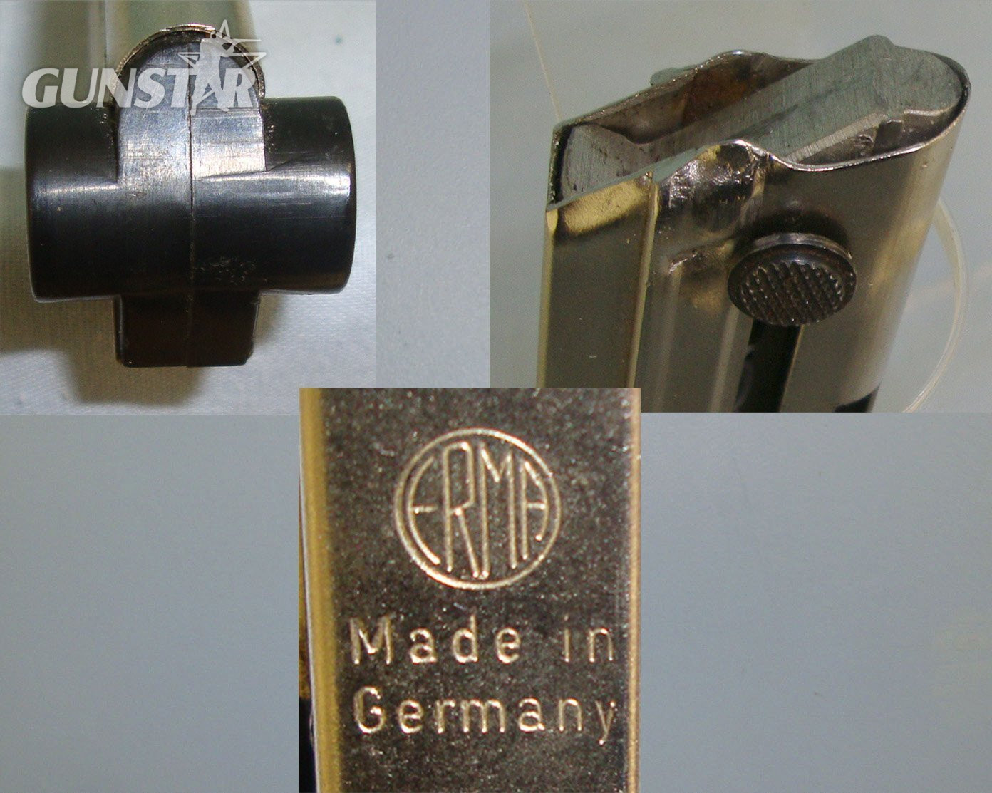Post WW2 German ERMA 8 Round Magazine For German Luger PO 8, 9mm Parabellum Semi Automatic Pistols With Plastic Butt Toggle. D 6038  Magazine
